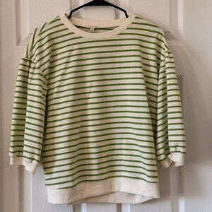 Jodifl Crop Top Sweater - Cream and Light Green - Medium